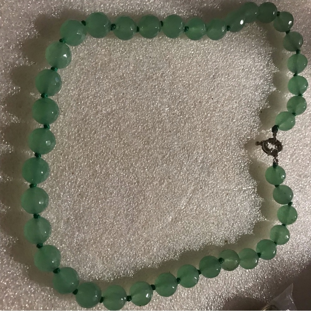 Green faced onyx Beaded Necklace -